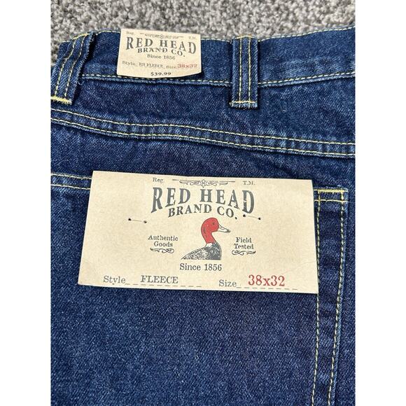 New Red Head Jeans Men's 38 x 32 Blue Denim Red Fleece Lined Straight Leg NWT - Picture 13 of 14